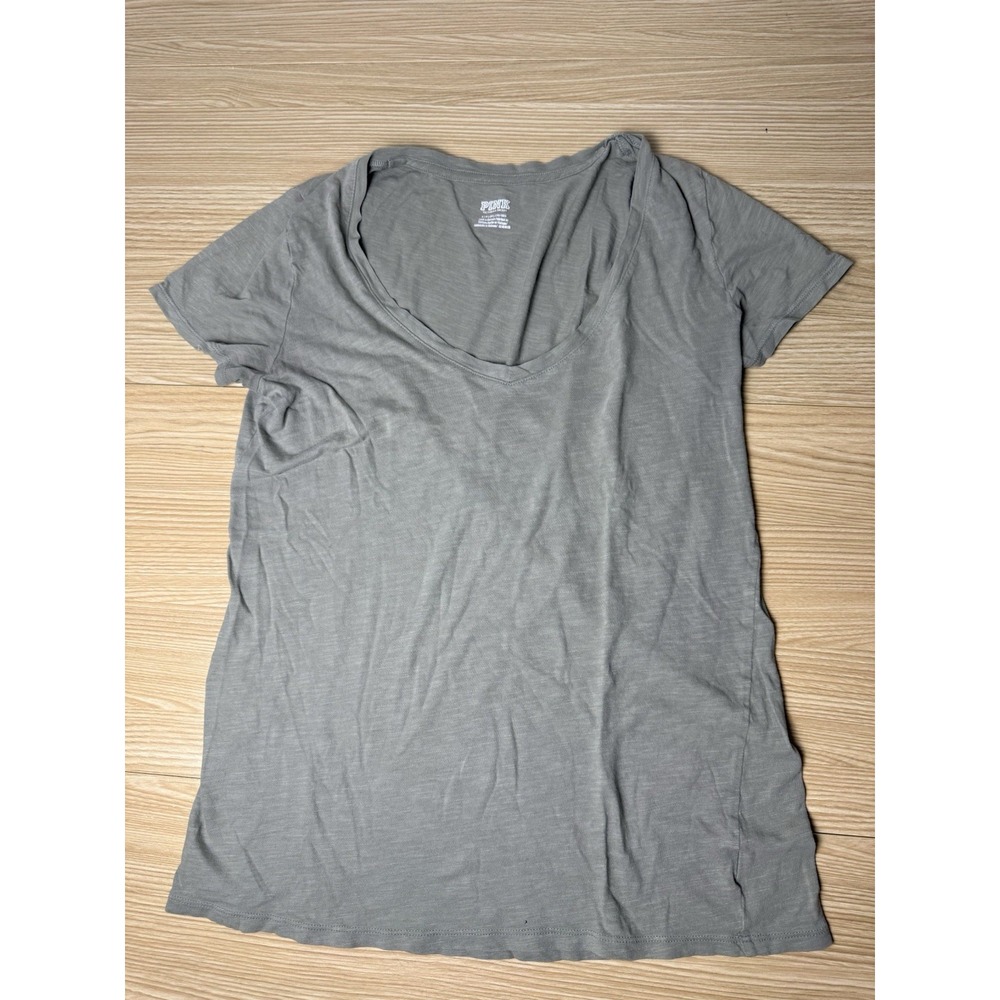 Pink Victorias Secret Olive Green V Neck Tshirt Women's Size S